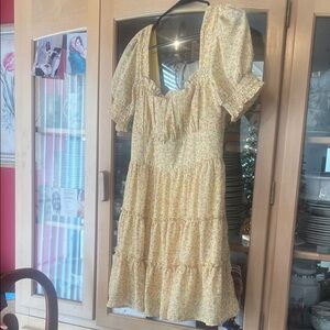 Charming Yellow Floral Mini Dress